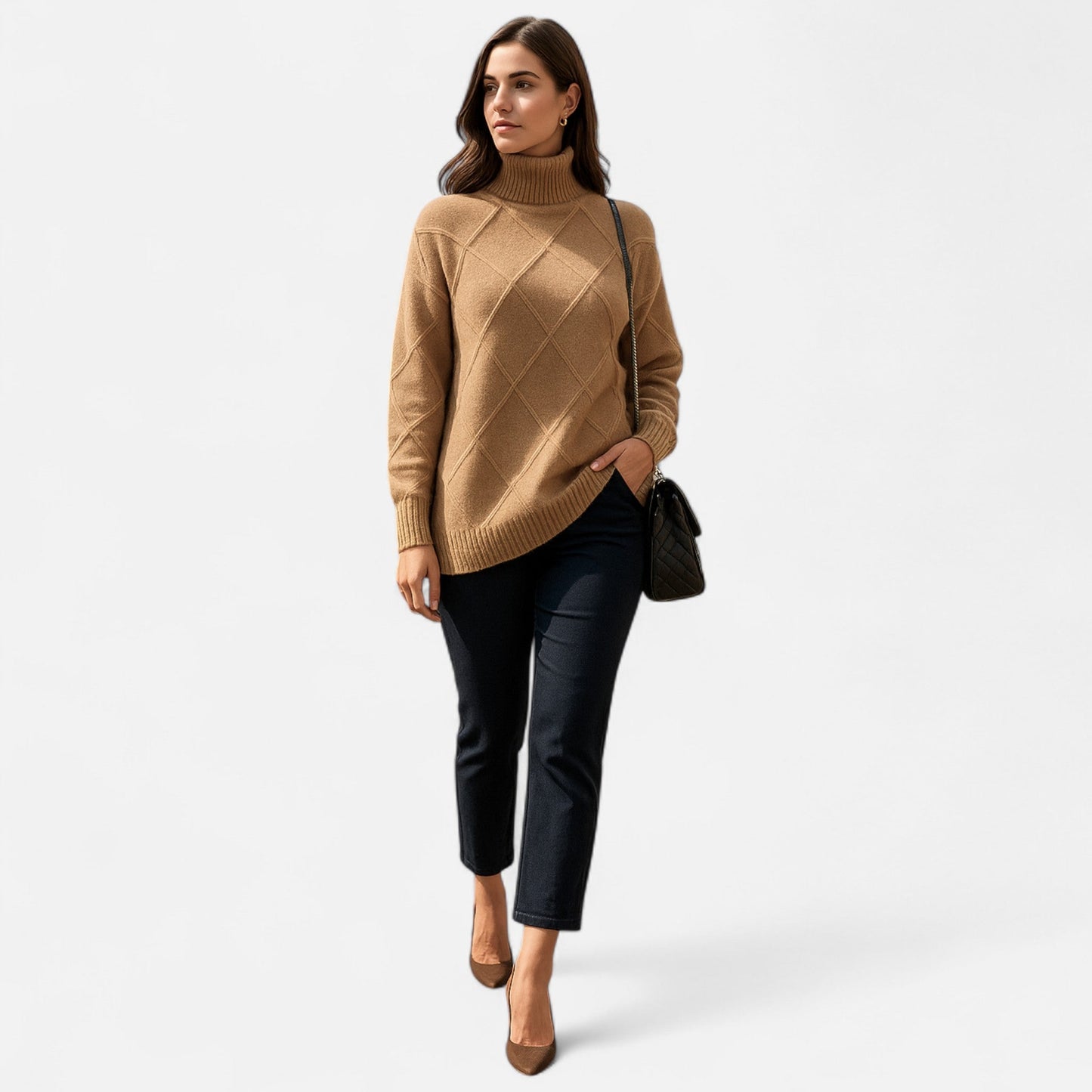 Suéter Mujer Cachemira Cuello Alto Envolvente