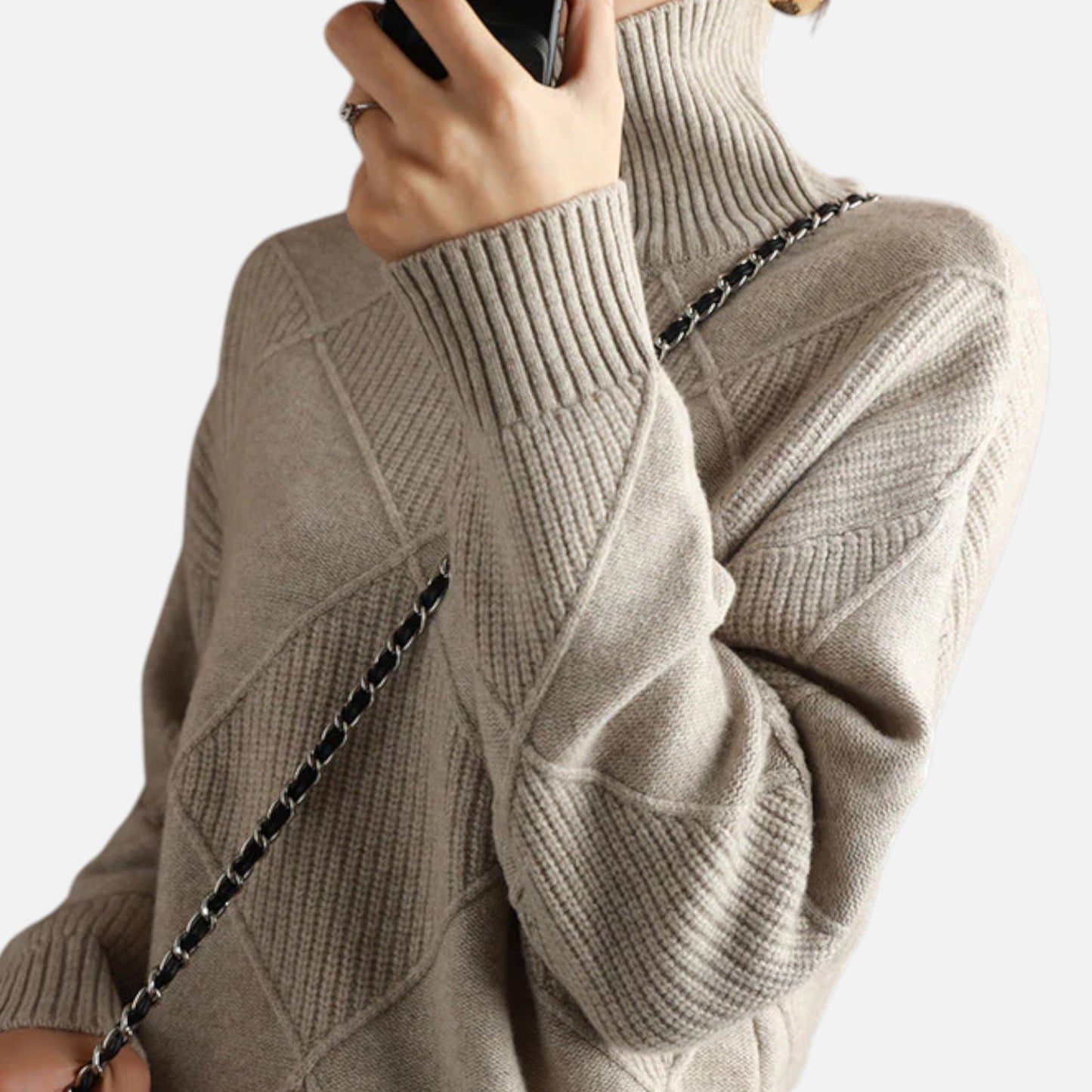 Suéter Mujer Cachemira Cuello Alto Envolvente